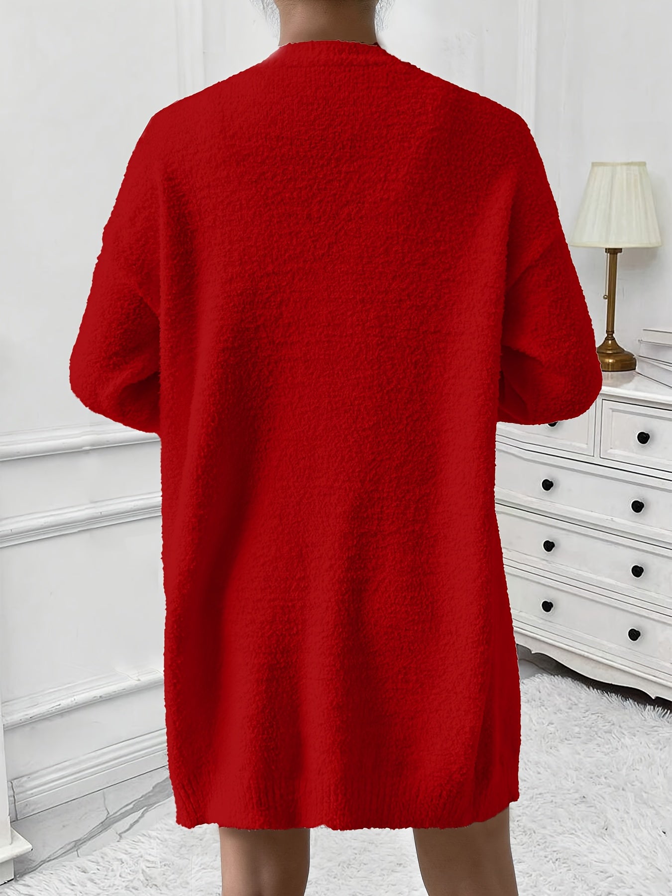 Women's Casual Warm Lounge Set, Cozy Long Sleeve Cardigan & V Neck Tank Top & Shorts, Soft Relaxing Home Outfit, Comfort Wear for Fall & Winter