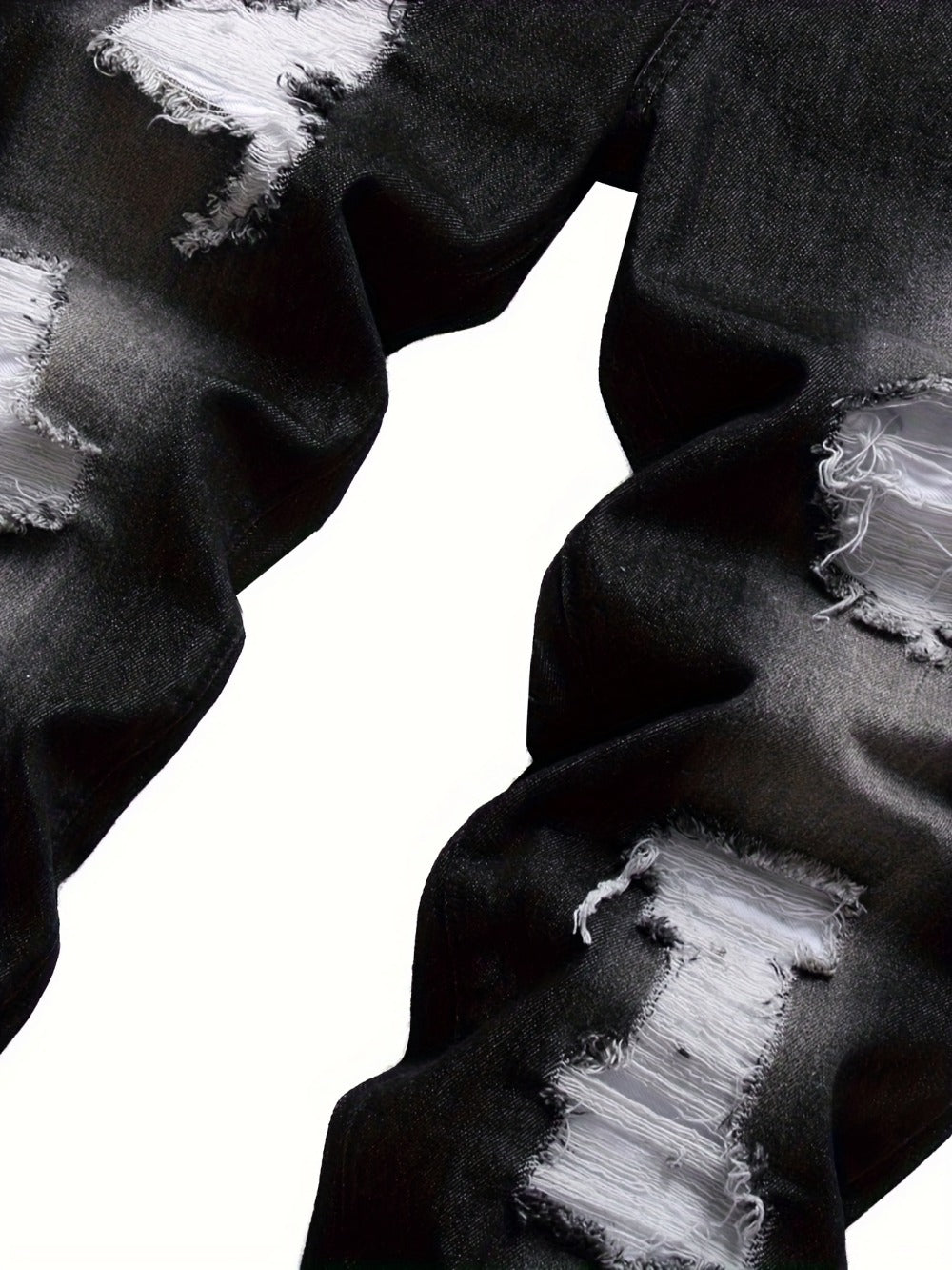 Men's Slim Fit Jeans - Black Denim Distressed Everyday 424101