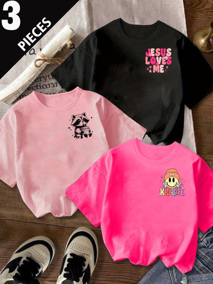 Girls' Cartoon T-Shirt - Summer