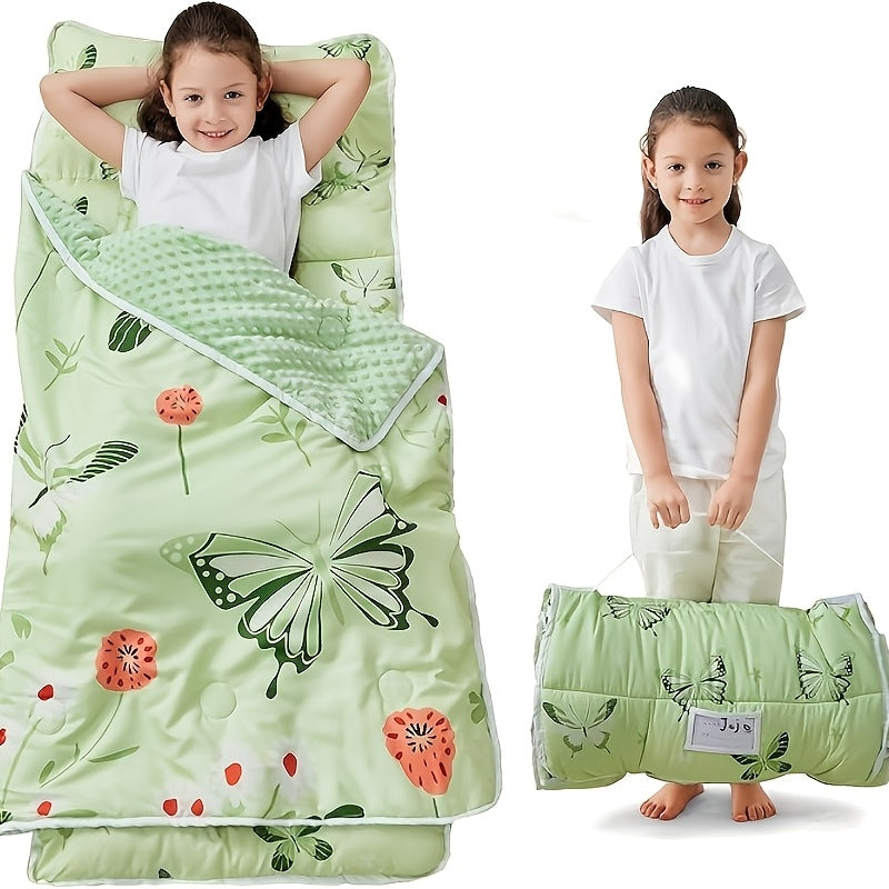Large Rolled Sleeping Mats for Toddlers, Complete with a Pillow And Blanket, Ideal for Daycare, Preschool, And Camping Trips for Both Boys And Girls