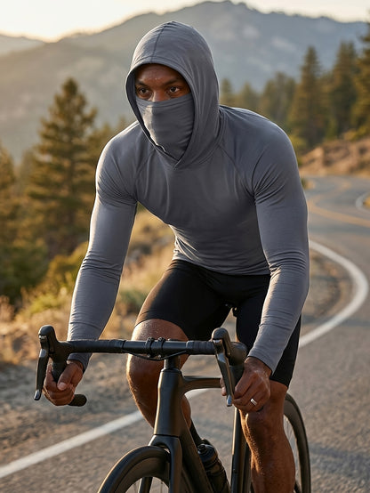 6pcs Men's Outdoor Hoodie with Windproof Face Shield Design, Shaping Body, Breathable And Quick Drying, Essential T-shirt for Outdoor Travel, Fishing, Outdoor Exploration, And Exercise.