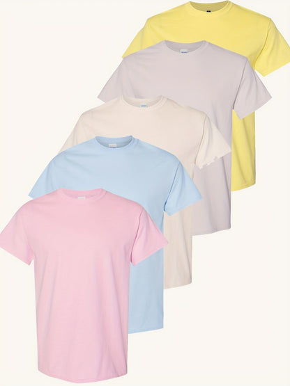 Men's Solid Color T-Shirt - Classic Neck Short Sleeve 079589
