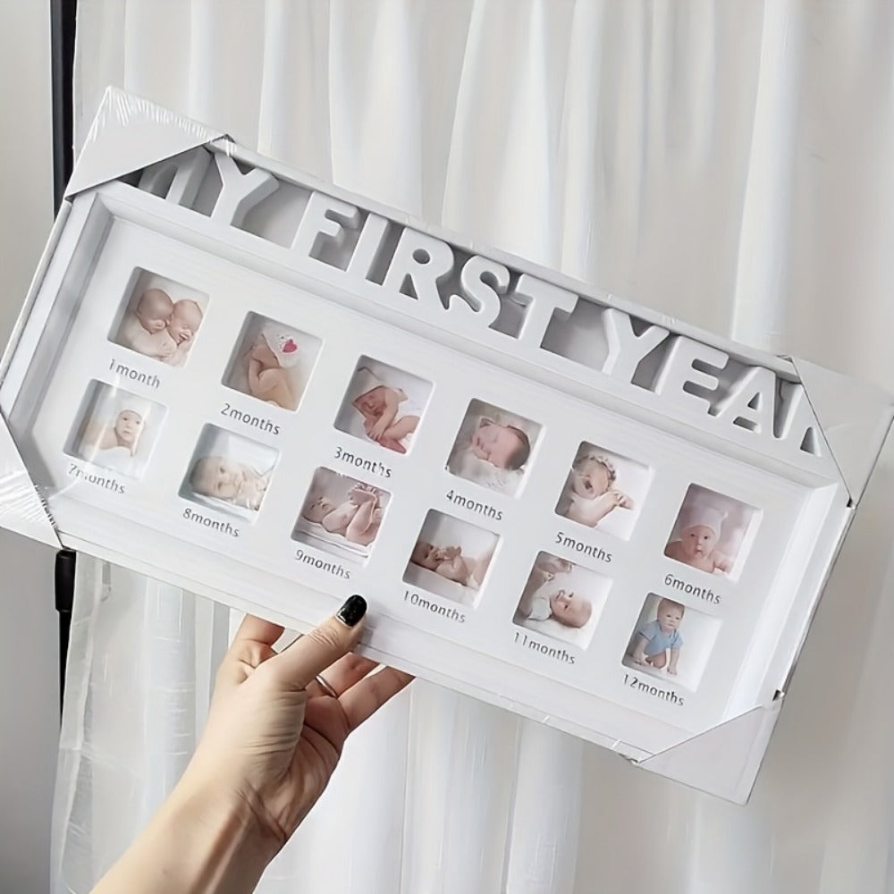 12-Month Baby Milestone Photo Frame - First-Year Photo Display