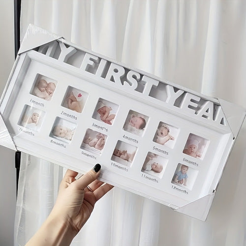 12-Month Baby Milestone Photo Frame - First-Year Photo Display
