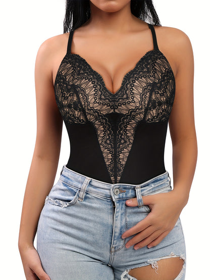 Bodysuits For Women Lace Shapewear, Summer Sling Body Suit Tummy Control Body Shaper