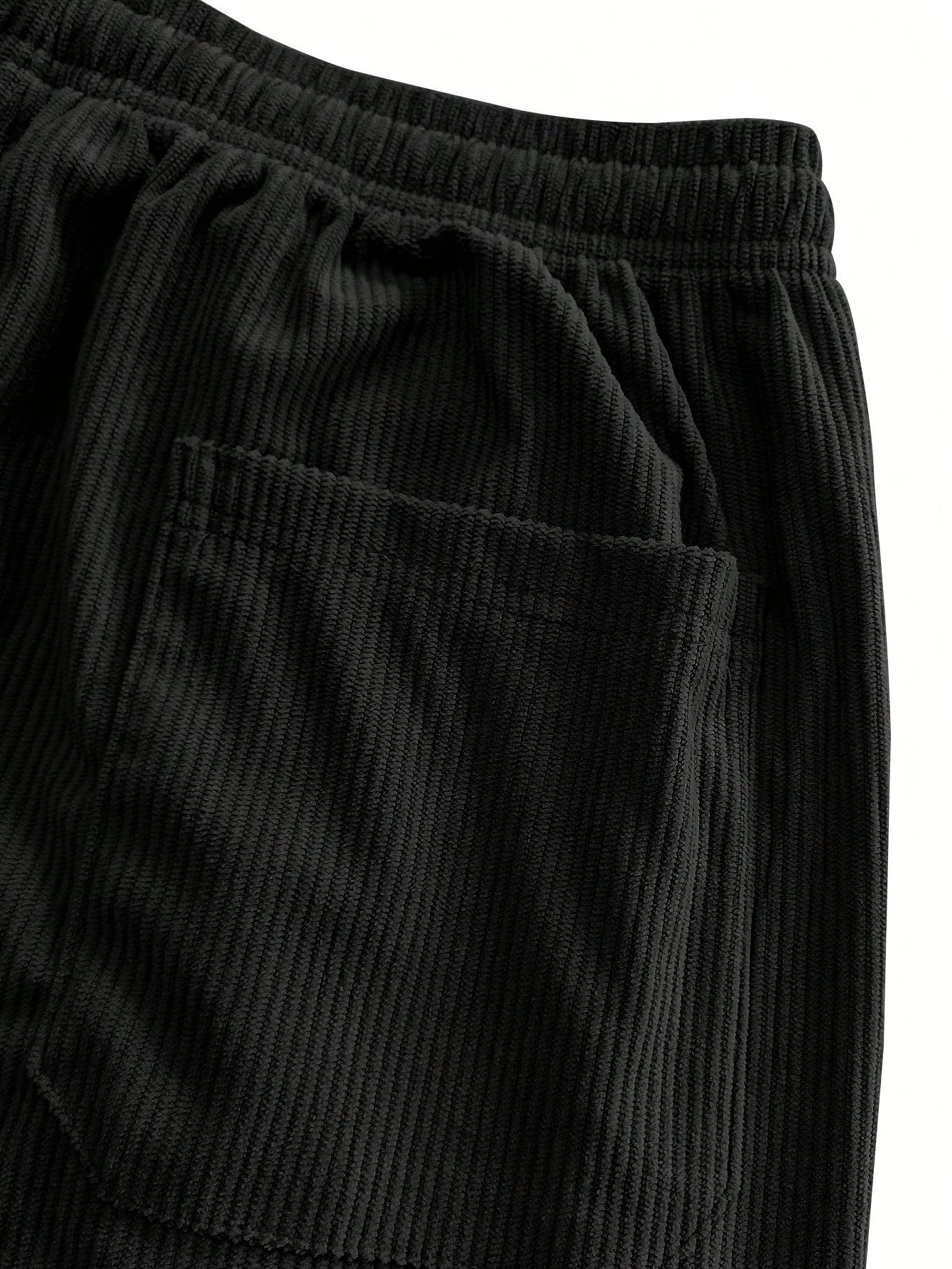 Men'S Solid Corduroy Straight Pants, Retro Pocket And Drawstring Waist, Breathable All-Season Trousers, Casual Daily And Workwear, Machine Washable, Comfortable Straight Fit Pants for Daily Activities