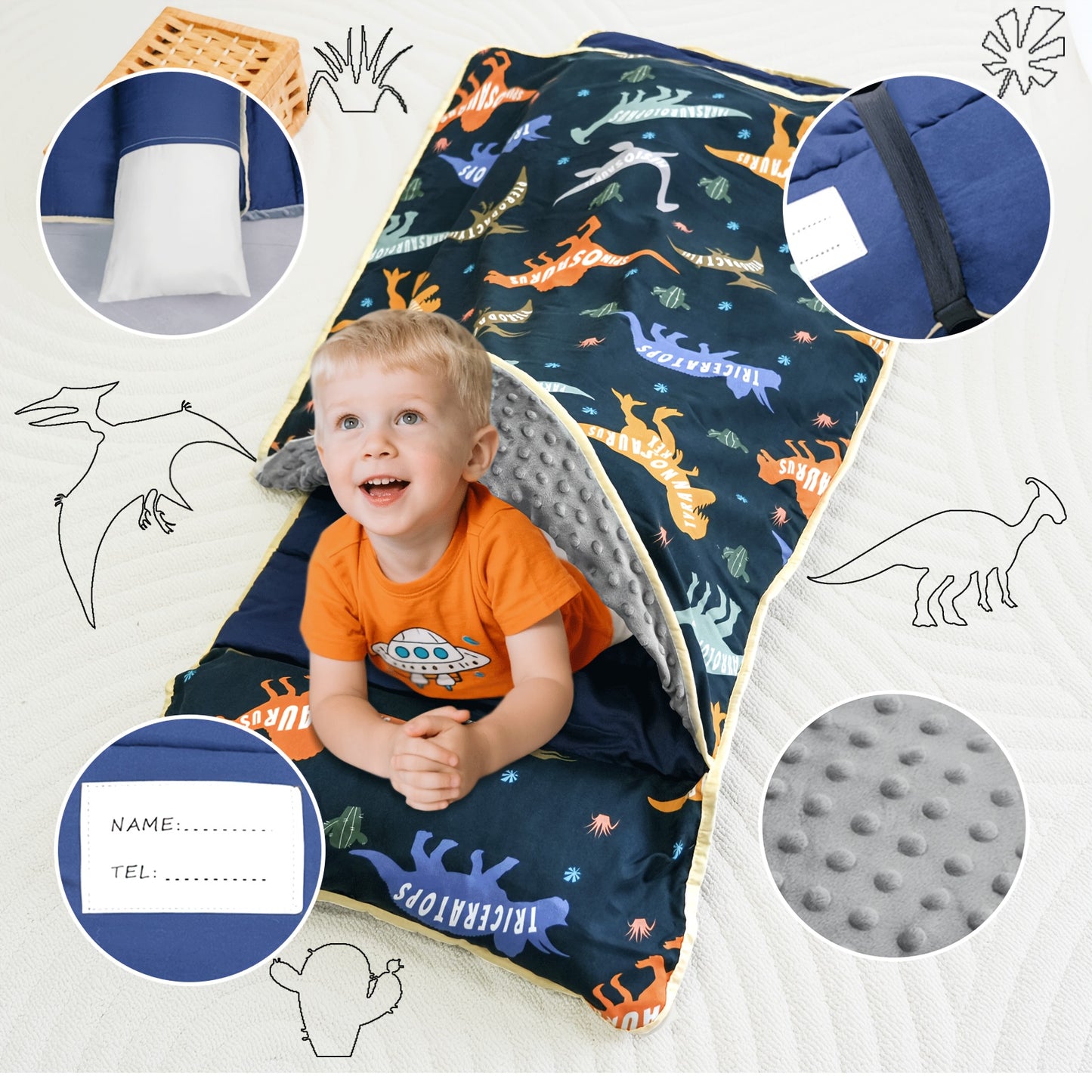 Kids Nap Mat - Foldable Cooling Preschool Sleep Set