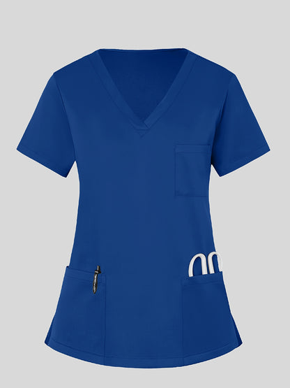 2pcs Set Of Women's V-neck Matte Breathable S Uniform Pocket Hand Washing Work Clothes Brush Hand Clothes Tying Feet Pants Set