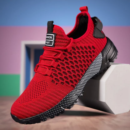 A Pair of Men'S All-Season Sports Running Shoes, Casual Street Style, Solid Color Design, Air Cushion, Lace-Up, Low Top, Imitation Fabric, Cloth Lining And Insole, Rubber Sole