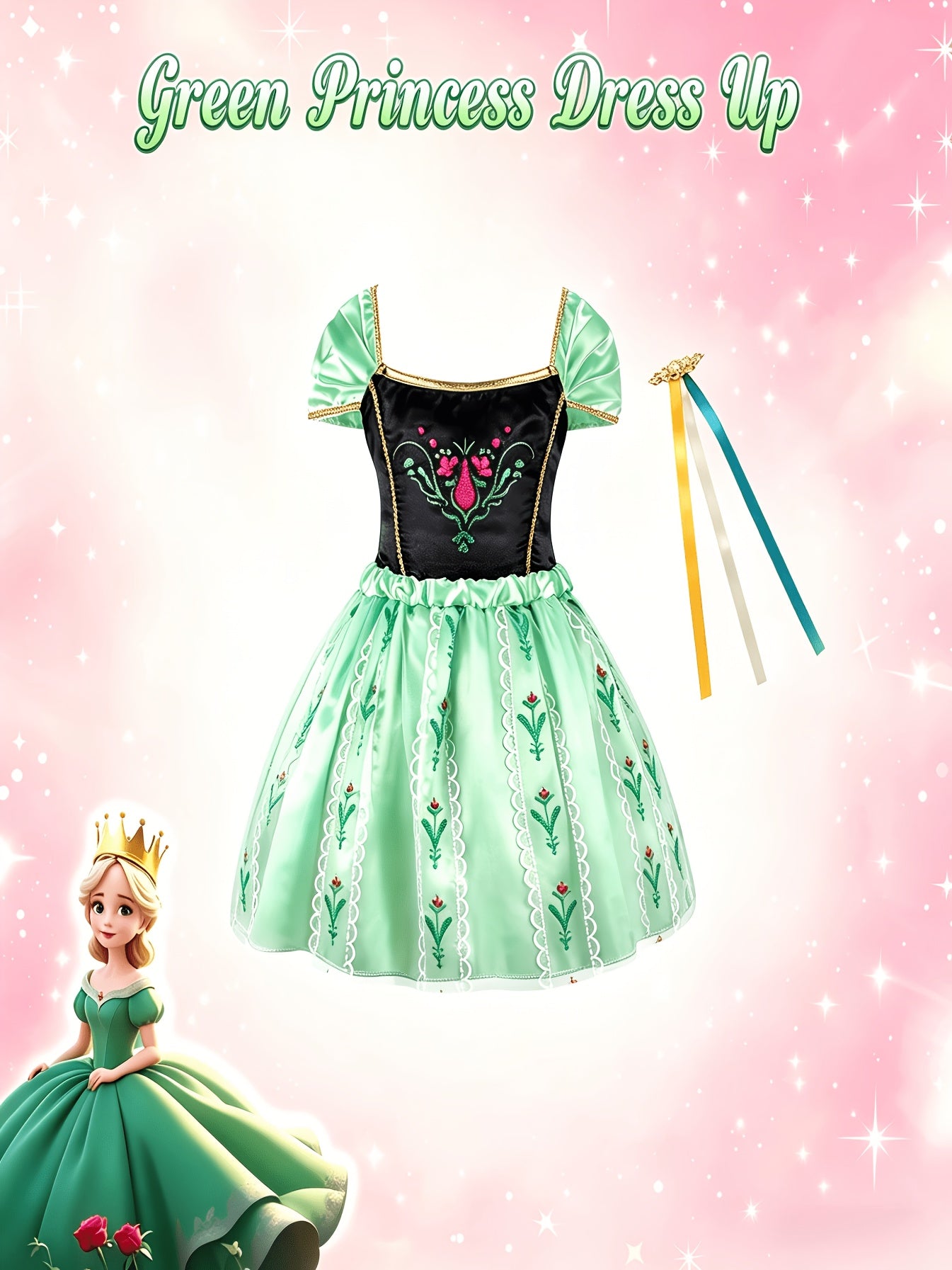 18pcs Princess Dress-Up Clothes Suitable for Role-Play Costumes with Unicorn & Mermaid Costumes, Capes, Jewelry - Birthday Outfits, -Line Skirts & Himos Dresses - Non-Stretch Dress Wear for (18pcs)