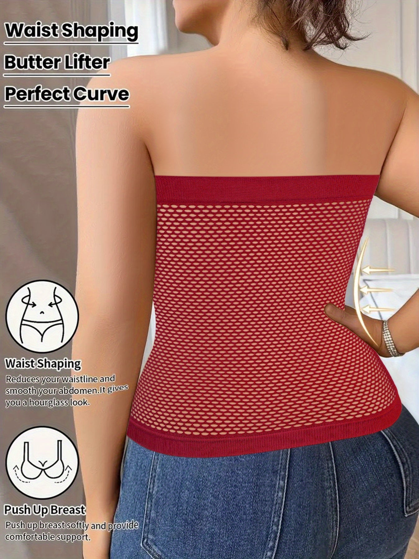 3-Pack Women'S Plus Size Waist Shaping Comfortable & Breathable Tube Top With Built-in Bra