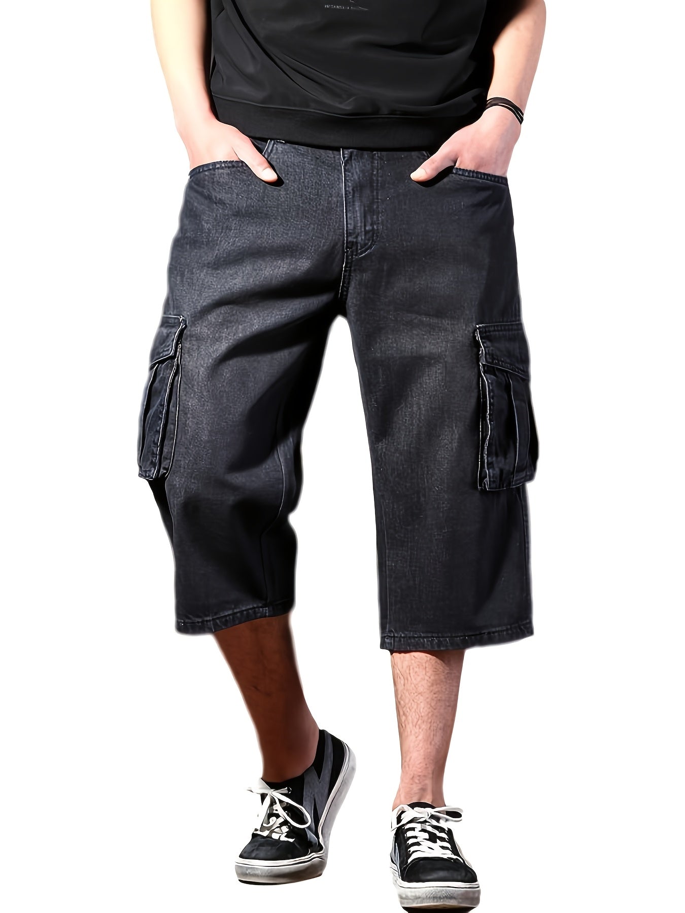 Men'S Loose Fit Multi- Work Outdoor Casual Denim Cargo Shorts