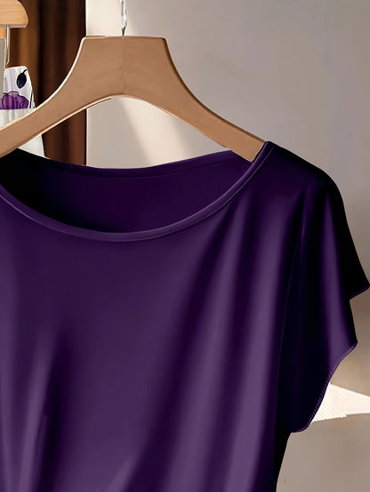 Women's Purple Lace Floral Short-Sleeve Pants - product view 2