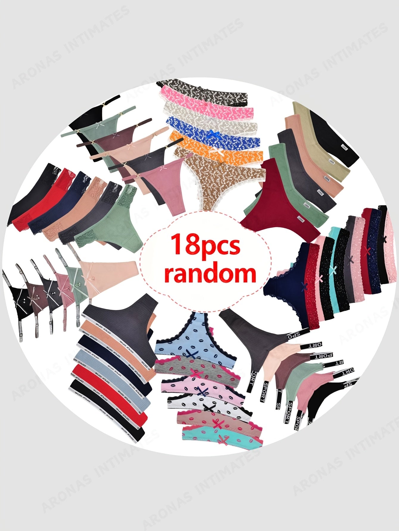 18pcs/ Pack Randomly Assorted Ladies Thongs Panty