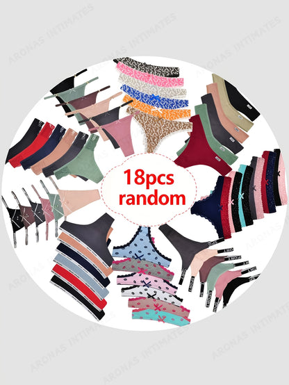 18pcs/ Pack Randomly Assorted Ladies Thongs Panty