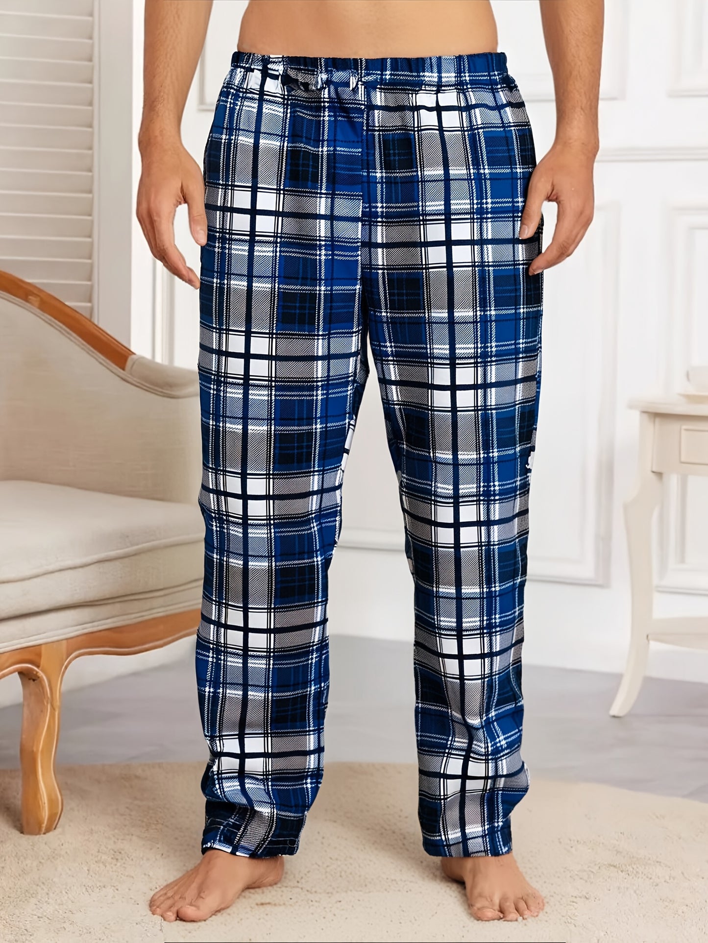 4pcs Set Spring Summer Men's New 4 Pair Plaid Pants Pajama Pants Men's Spring And Autumn Loose Can Be Worn 4pcs Combination Bag Casual Pants Only One Pocket On One Side