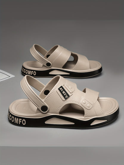 [Breathable Non-Slip Slides] Breathable Non-Slip Men's Summer Slides - EVA Material Geometric Design Beach & Indoor Sandals