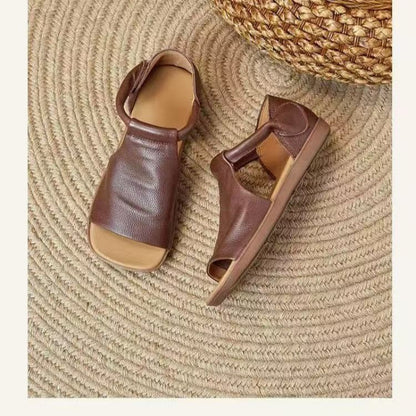 2026 New Women's Vintage Soft Design Lightweight Flat Heel Open-Toe Non-Slip Roman Flat Sandals, Women Shoes