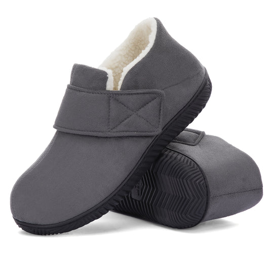 Three Colors to Choose From, Men's Adjustable Strap Memory Foam Home Shoes, Inner Shu Velvet Winter Furry Warm And Comfortable, Non-slip Soles Can Be Worn Indoors And Outdoors, Suitable for Diabetics, Lightweight Stirrups