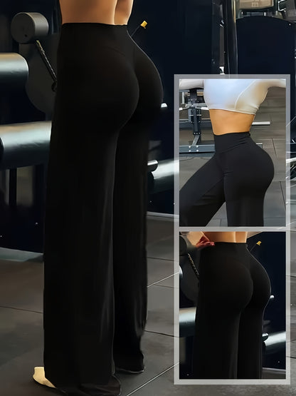All-Season Plus Size Wide Leg Yoga Pants- High Elastic Full Coverage Trousers for Gym Fitness Training Casual Wear