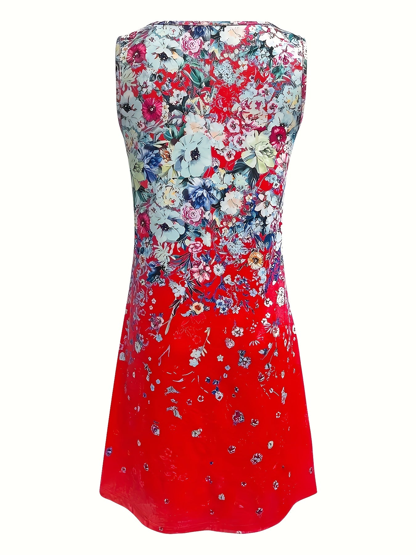 [Floral Midi Dress] SINHOON Women's Floral Print A-Line Dress - V Neck Sleeveless Midi Dress With Flowy And Tummy Control, Summer Vacation Dress