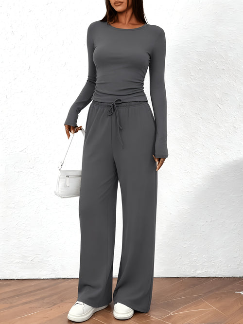 2026 [Elegant Direction]Relaxed And Sophisticated Fashion Casual Outfit, Pants + Fitted Long Sleeves