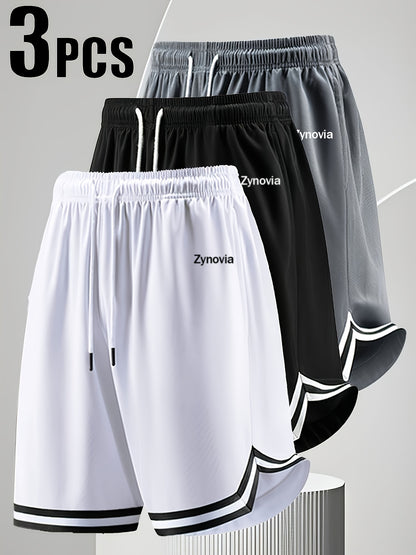 Men'S Casual Five-Point Basketball Shorts - 3pcs, Lightweight And Quick-Drying for Summer