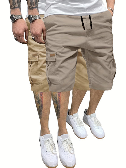 EXARUS Men'S Lightweight Quick-Dry Fishing And Hiking Shorts with Expandable Waist, 2pcs Set for Outdoor Casual Wear