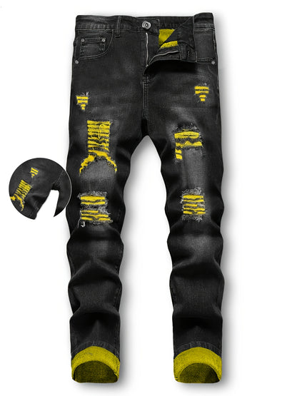 3-pack Men'S Slim Fit Ripped Jeans Distressed Denim Pants Casual Streetwear Fashion Trousers Hip Hop Trendy Joggers For Men