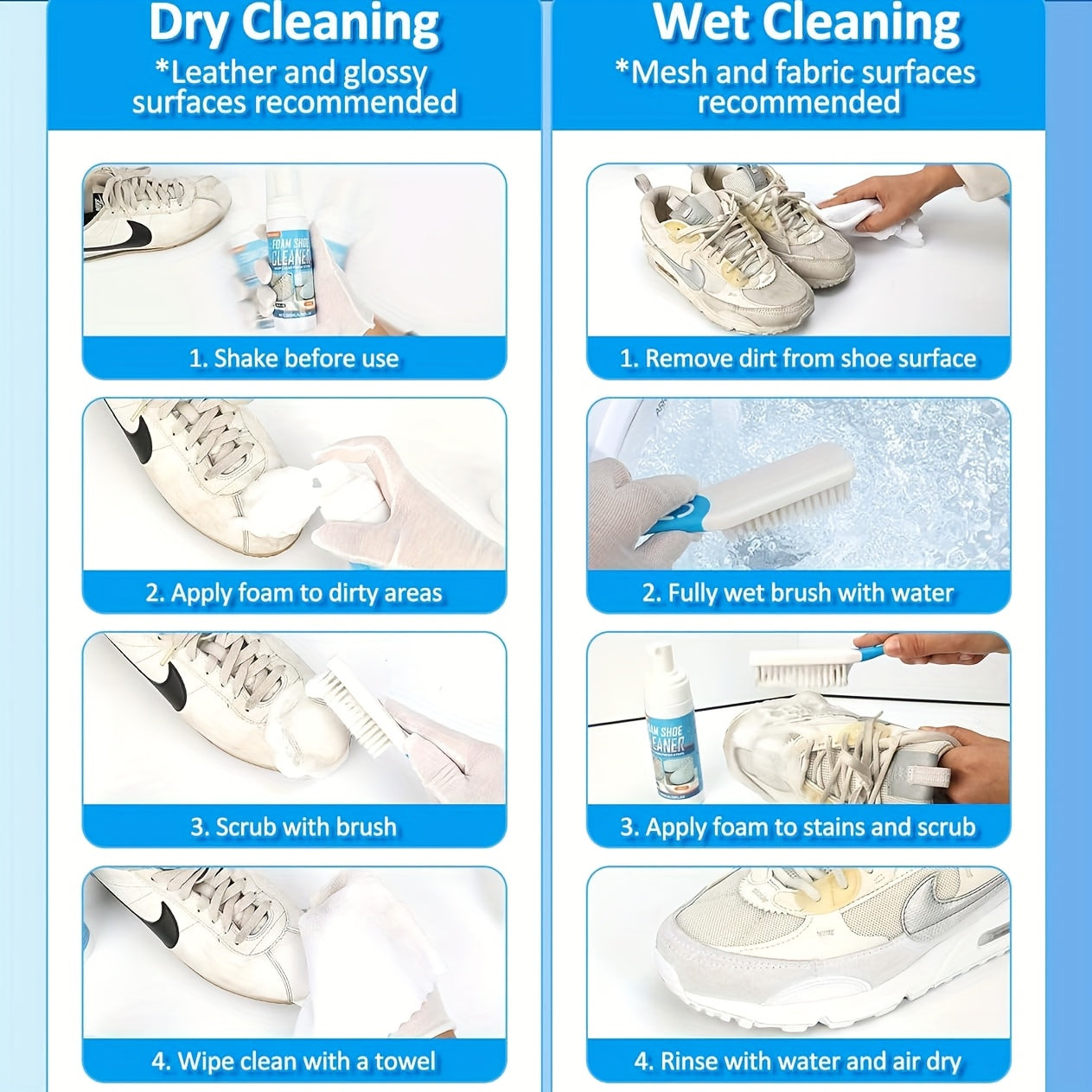 Shoe Cleaner, 6.76oz Premium White Shoe Cleaner with Shoe Brush & Towel, White Sneaker Cleaner Work On Leather, Knit, Canvas, Suede, PU