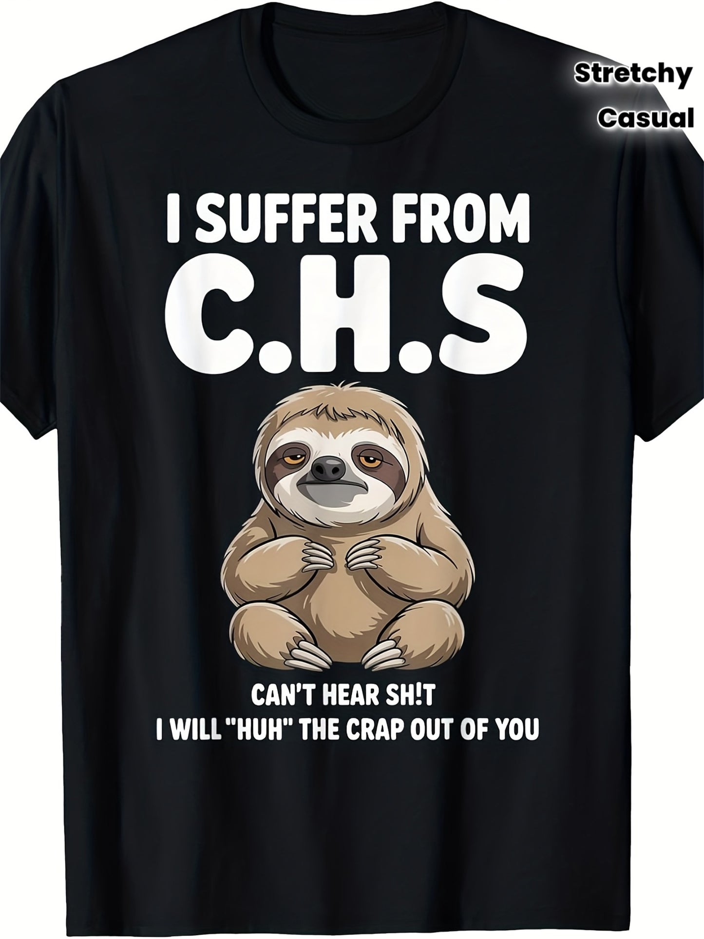 Men's Fun Lazy Bear Quote T-Shirt- "I Have OCD, I Will Make You Suffer"- with Text and Lazy Bear Pattern- Soft Stretch Fabric- Suitable for Party Casual Street Style