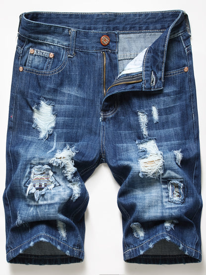 KEEVOOM Men'S Light Blue Washed Gradient Denim Shorts - Summer Casual Slim-Fit Shorts for Outdoor Sports & Trendy Daily Outfits