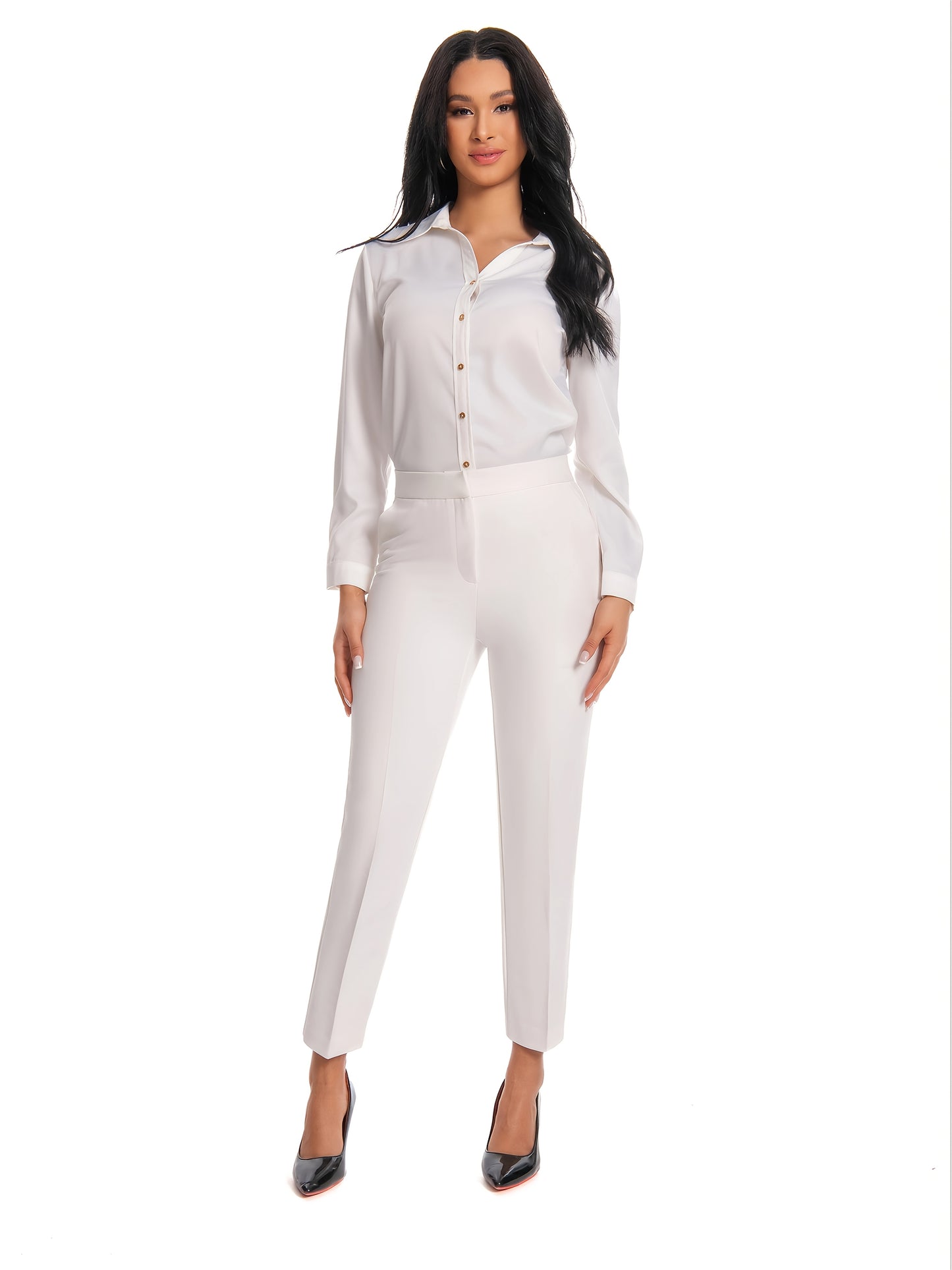 Women'S High Waisted Slim Fit Ankle Dress Pants Stretch Trousers with Pockets, Elegant Office Workwear Bottoms