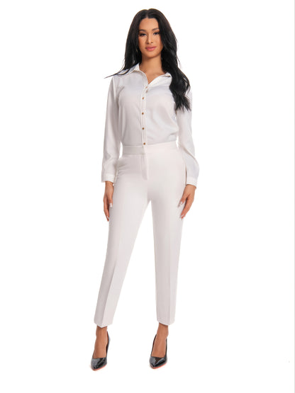 Women'S High Waisted Slim Fit Ankle Dress Pants Stretch Trousers with Pockets, Elegant Office Workwear Bottoms