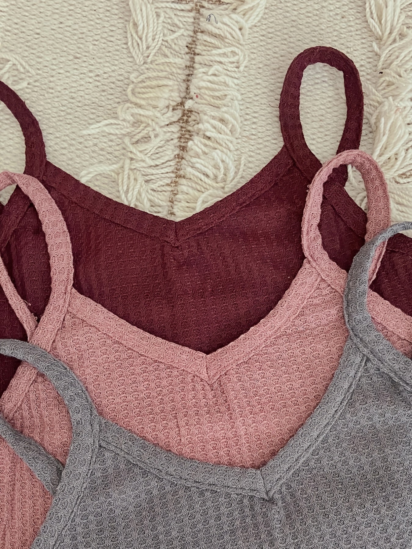 6pcs Chic Waffle Texture Loungewear Set - Versatile Mix & Match Outfits for Women