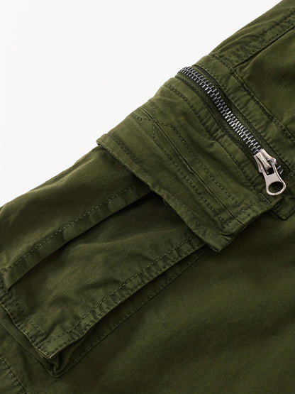 Men's Breathable Cotton Shorts with Multi-Pocket - Elastic Workwear Shorts Suitable for Outdoor,,, Casual Wear - Mid-Rise Pants with /Equipment Pockets