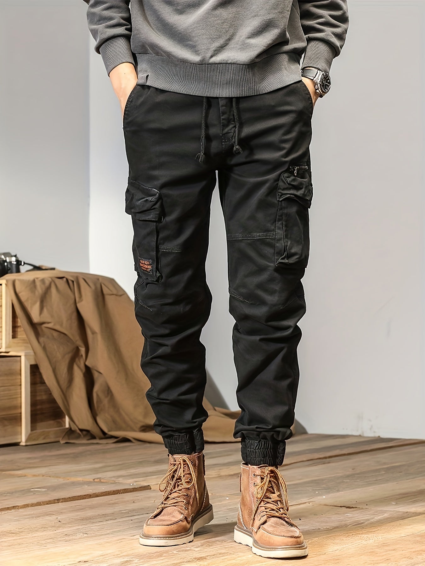 Men'S Utility Trousers, Relaxed Fit Pants, Outdoor Fashion for Men, Stylish And Functional Multi-Pocket Work Trousers