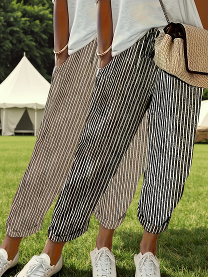 Two-Pack - Color Striped Casual Nine-Pants