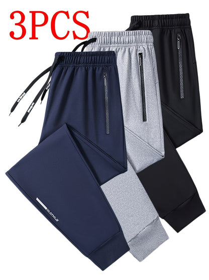 3pcs, Men's Pants Sports Casual, Stretch Loose, Premium, Zipper Leg Pants, Outdoor, Gifts, Men's Sweatpants,, Sweatpants Men, Joggers for Men, Pants for Men, Men's Trousers, Gifts for Men, Mens Christmas Gifts, Mens Gifts Ideas