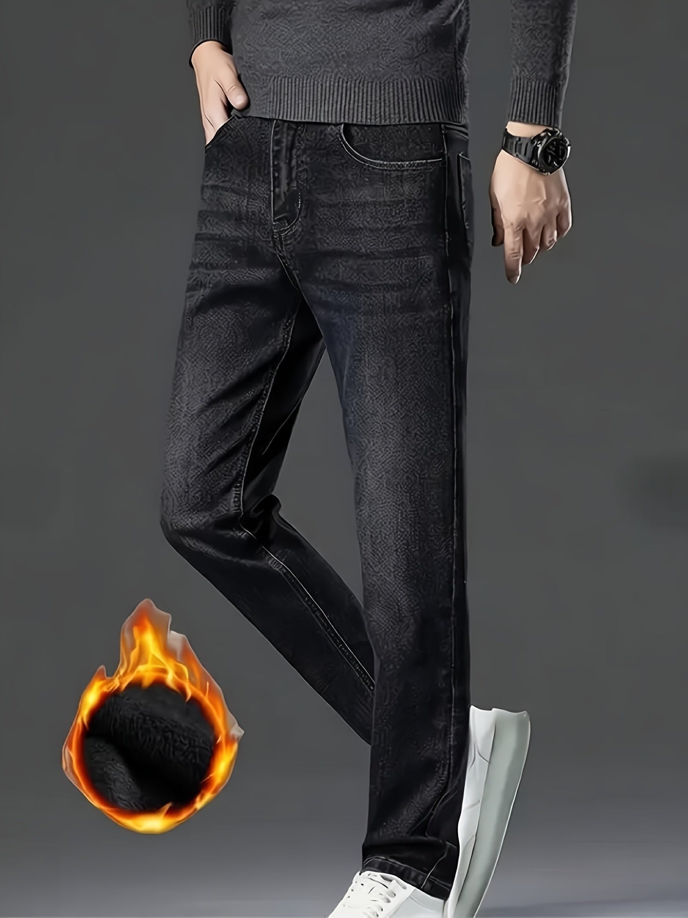 Thickened And Fleece Men'S Jeans for Autumn And Winter Offer Strong Warmth Retention And Excellent Wind And Cold Resistance. They Are Suitable for Both Business And Casual Wear, And Are A Must-Have for Warm Winter Outfits