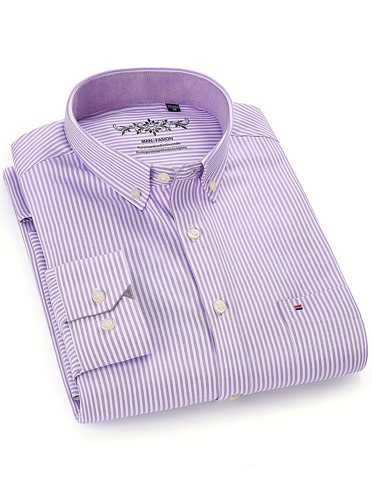 Men'S Long Sleeve Shirt with Classic Stripes, Ideal for Business Formal Events, Perfect Gift for Him