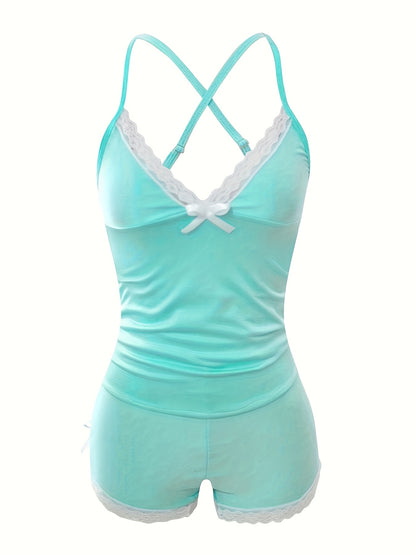 2025 New Temptation Collar Wave Pleats Sexy Home Duo Set, Women'S Pyjama Lingerie, Perfect Gift For Summer, Sexy Loungewear