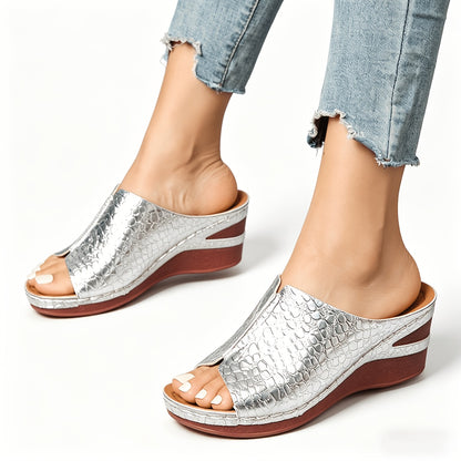 Comfortable And Stylish Slip-On Sandals For Women, Perfect For Both Indoor And Outdoor Use, Featuring A Round Toe Design, Ideal For Casual Wear And Holidays With A Wedge Midsole, Sandals For Women Summer, Womens Sandals, Womens Shoes