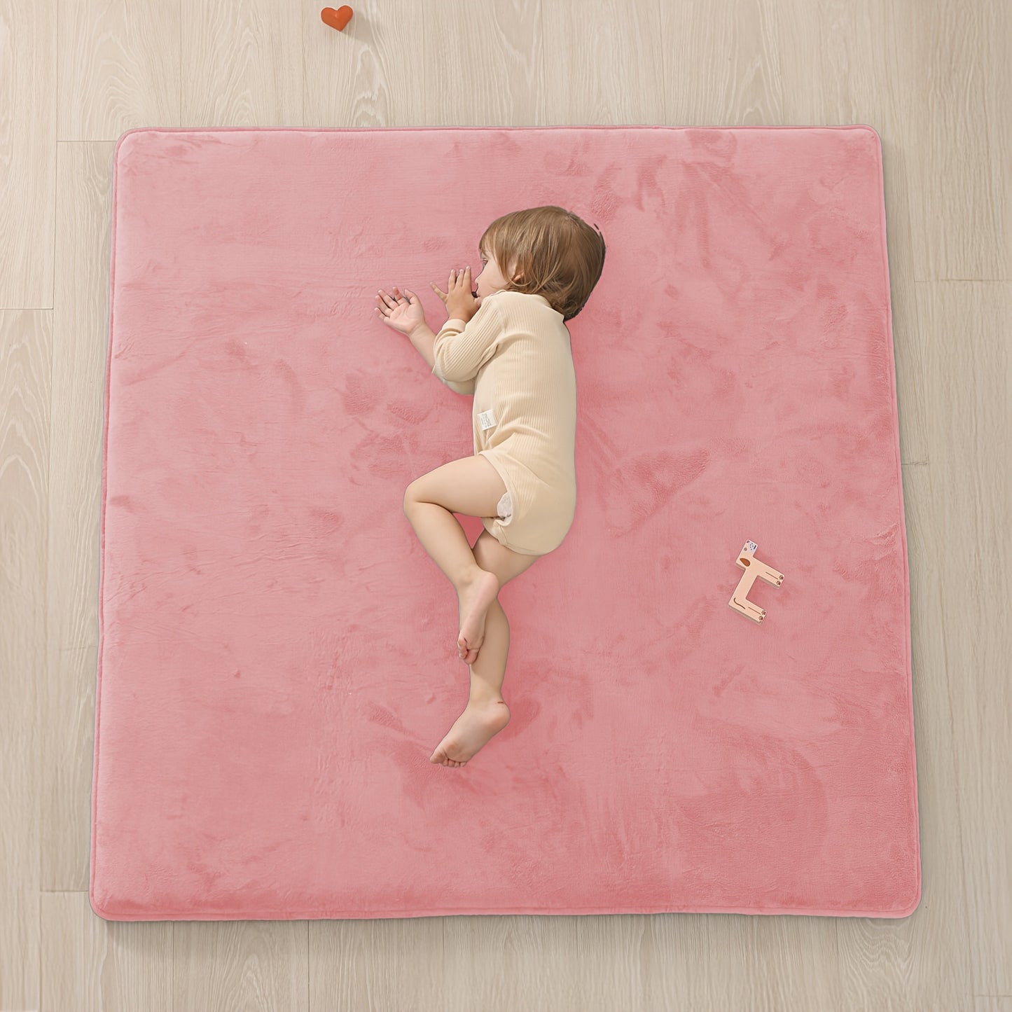Thickened Japanese Tatami Mat, Comfortable Coral Velvet Baby Playmat for Floor, 1.2"(2.8Cm) Thick Foam Crawling Rug for Kids, Nursery, 50"X50" Playpen Mat, Yoga Mat for Living Room, Easy Care with Non-Slip Cushioned
