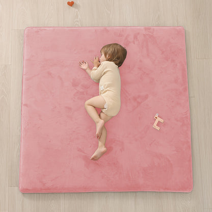 Thickened Japanese Tatami Mat, Comfortable Coral Velvet Baby Playmat for Floor, 1.2"(2.8Cm) Thick Foam Crawling Rug for Kids, Nursery, 50"X50" Playpen Mat, Yoga Mat for Living Room, Easy Care with Non-Slip Cushioned