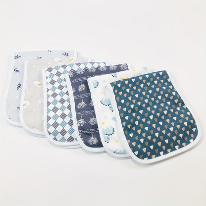 6-pack Soft And Breathable Newborn Burp Cloth, Spit-up Cloth, Cute Cartoon Unisex Design, Multi-purpose Burp Cloth Set For Babies