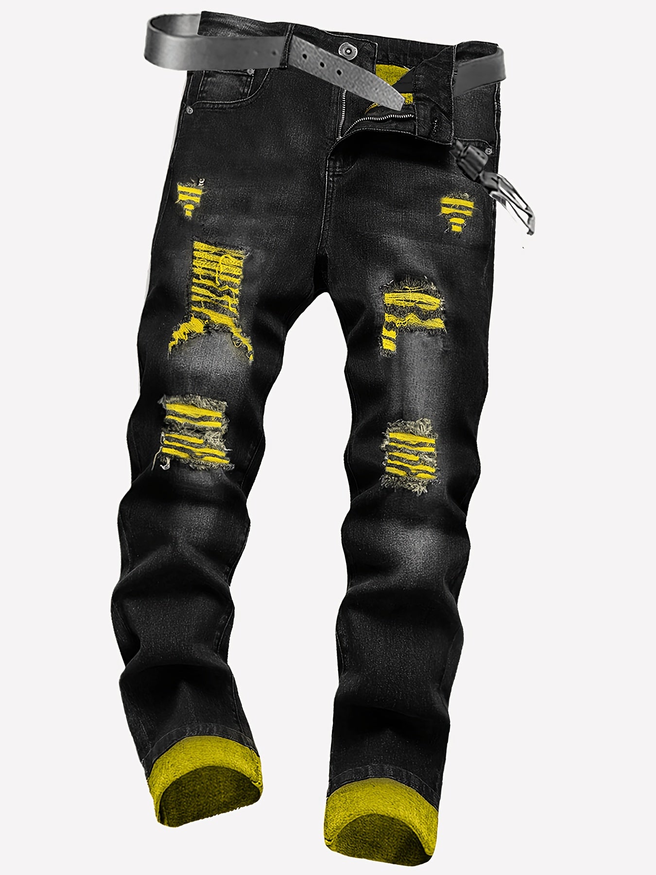 2pcs Men's Slim Fit Distressed Ripped Jeans | Classic Stretch Denim Pants, Trendy Casual Versatile Outfits