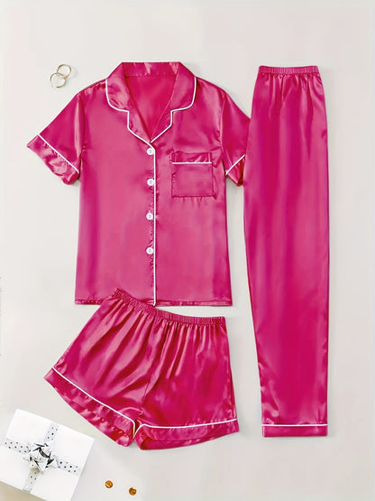 Women's Champagne Satin Short-Sleeve Pants - product view 52