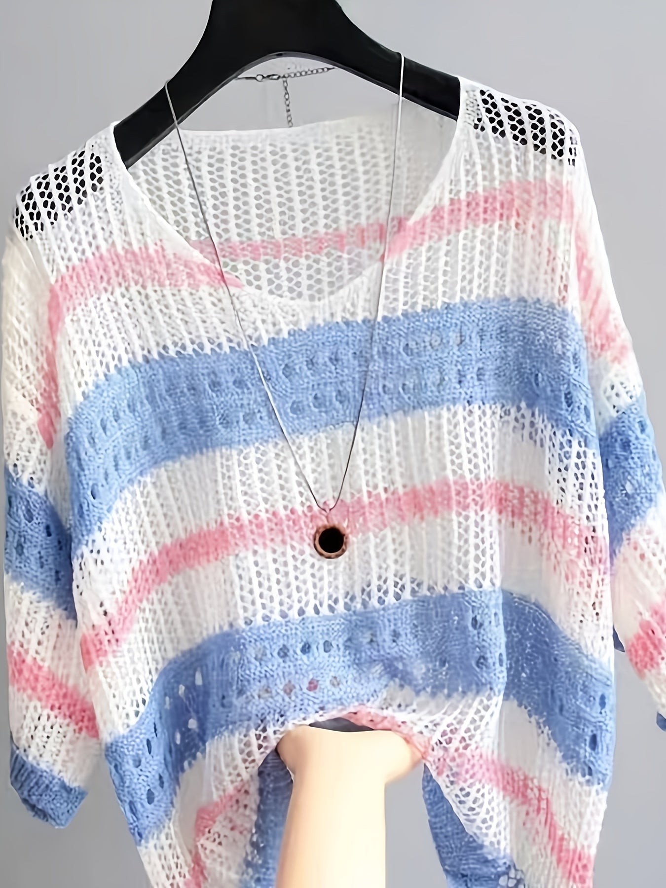 Summer Elegant Loose Hollow Sunscreen Beach Half-Sleeve Smock