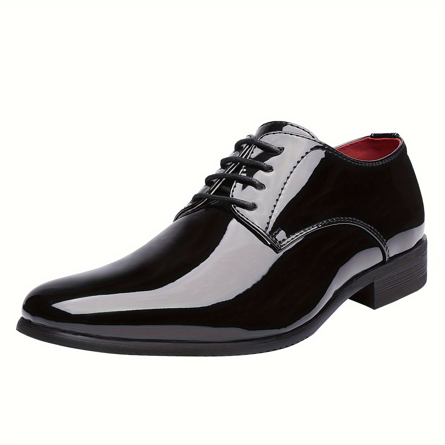 Men's Faux Patent Derby Shoes | Non-Slip Formal Lace-Ups for Wedding & Outdoor Activities